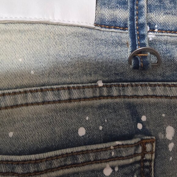 KDNK 11 4 14 11 Denim Jeans Blue Men's 34 Distressed Ripped Splatter - Picture 7 of 9